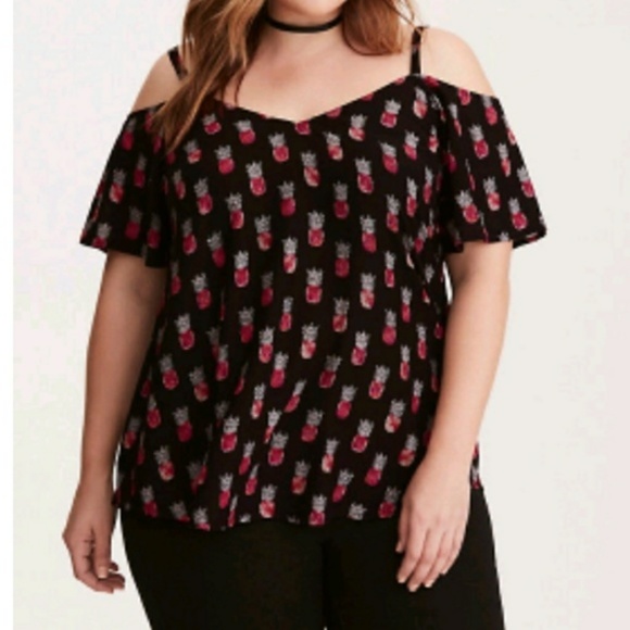 torrid Tops - Torrid Cold Shoulder Pineapple Print Top